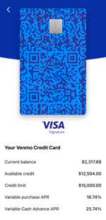 Screenshot of Venmo Credit Card
